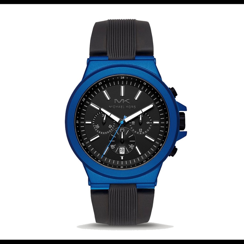 MICHAEL KORS DYLAN BLACK SILICONE STRAP WATCH